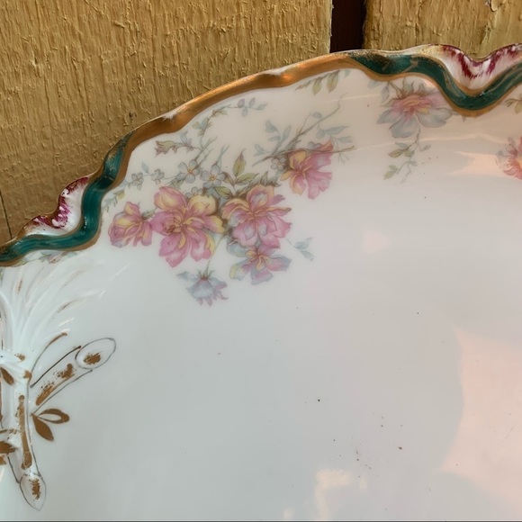 Antique Haviland Large Serving Plate Pink Flowers - Picture 6 of 7